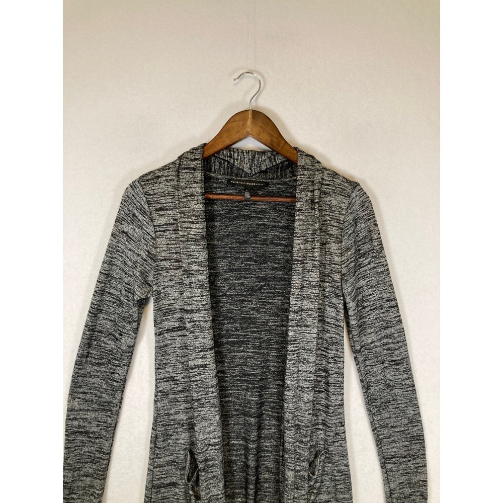 Dark Academia White House Black Market Women XS Gray Space Dye Duster Cardigan - Picture 5 of 9